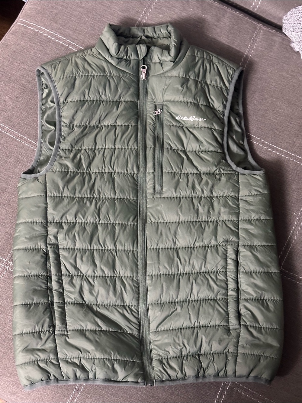 Eddie Bauer Olive Green Quilted Packable Men's Vest